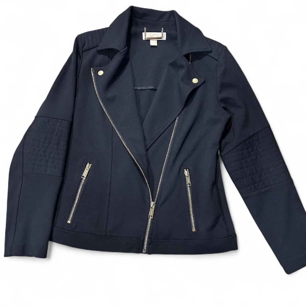 Michael Kors Black Moto Jacket w/ Gold Chain Logo – Size M